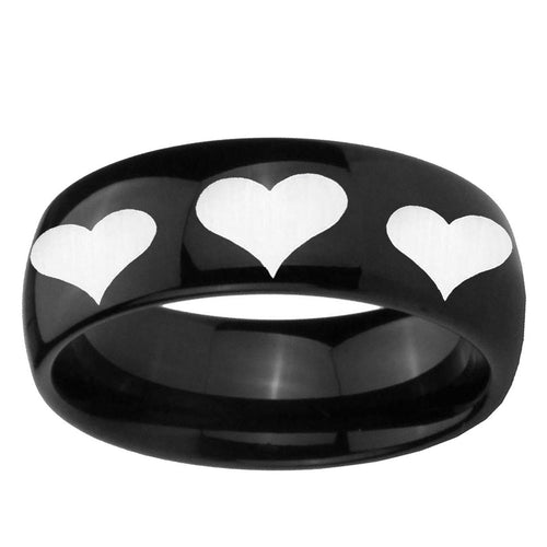 10mm Multiple Heart Dome Black Tungsten Ring