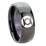 8mm Green Lantern Dome Polish Black Tungsten Mens Wedding Ring