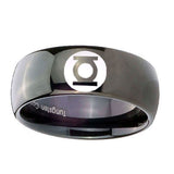 5, 8mm Green Lantern Dome Polish Black Tungsten Mens Wedding Ring