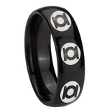 8mm Multiple Green Lantern Dome Polish Black Comfort Fit Wedding Bands