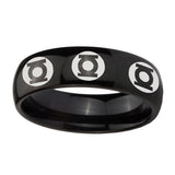 5, 8mm Multiple Green Lantern Dome Polish Black Comfort Fit Wedding Bands