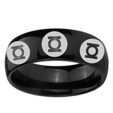 5, 8mm Multiple Green Lantern Dome Polish Black Comfort Fit Wedding Bands