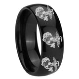 8mm Multiple Marine Dome Black Tungsten Carbide Custom Mens Ring