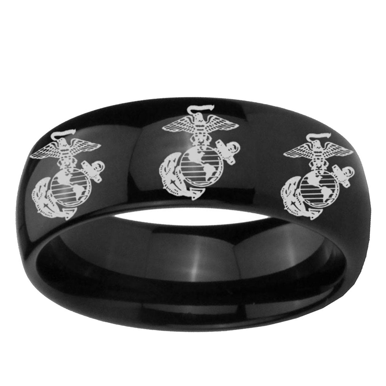10mm Multiple Marine Dome Black Tungsten Ring