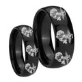 Multiple Marine Dome Black Tungsten Mens Ring Set