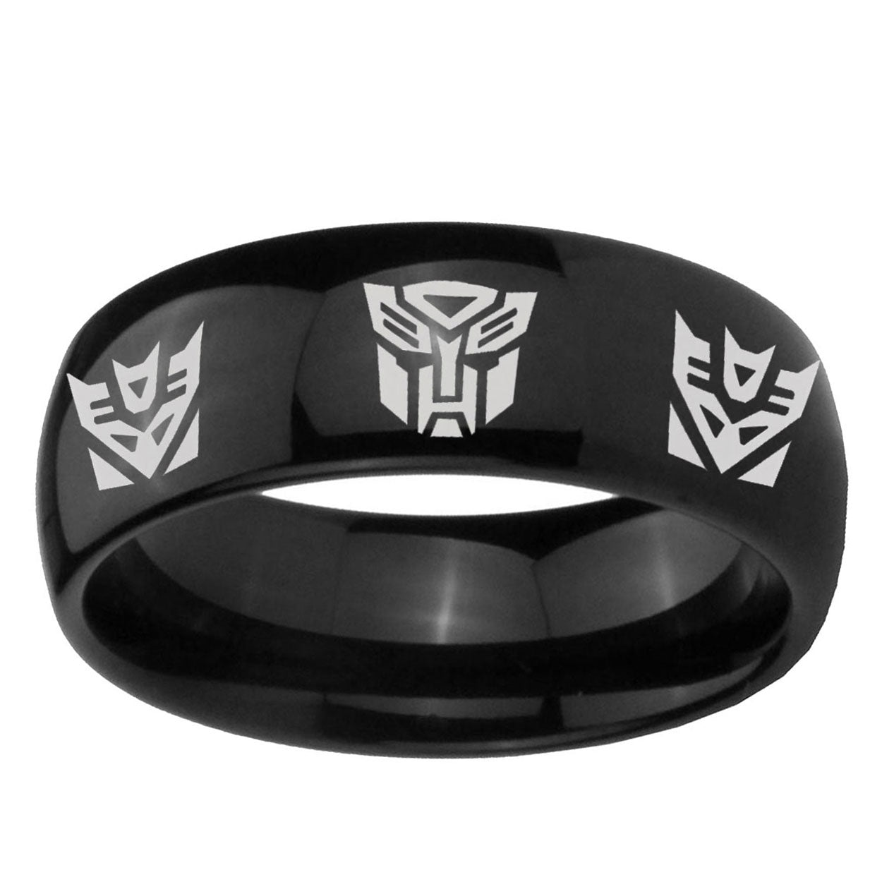 5mm Transformers Autobot Decepticon Dome Black Tungsten Band