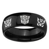 10mm Transformers Autobot Decepticon Dome Black Tungsten Carbide Custom Ring for Men