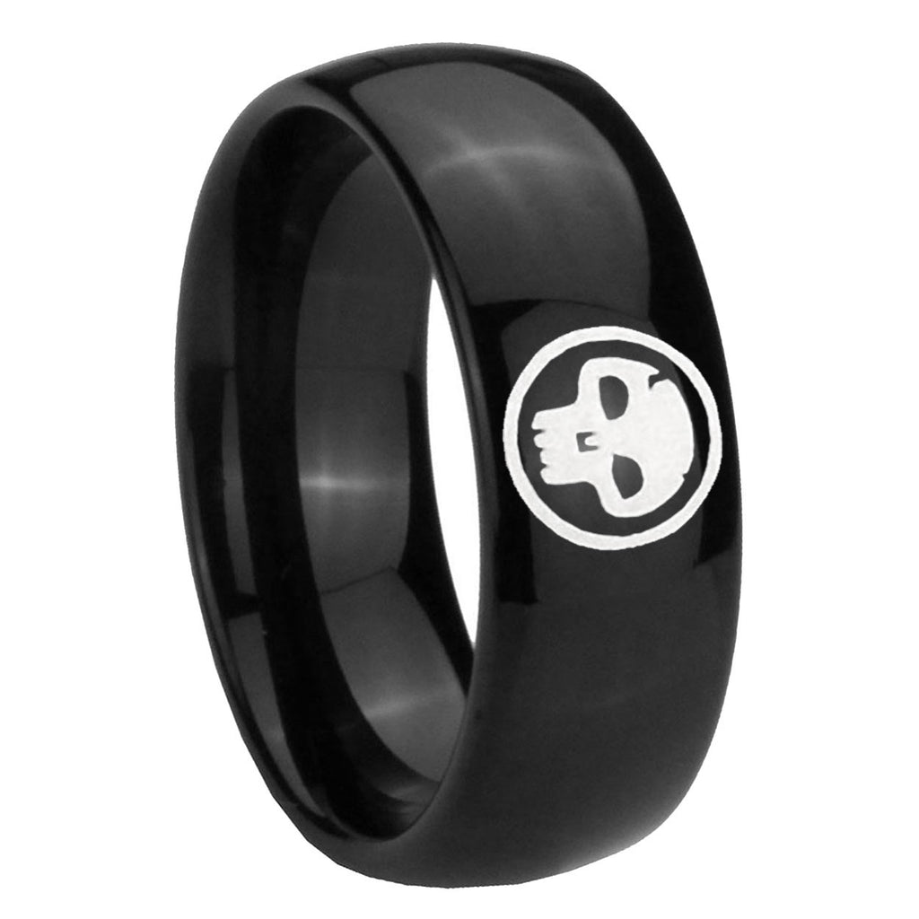 10mm Skull Dome Black Tungsten Carbide Wedding Band Ring
