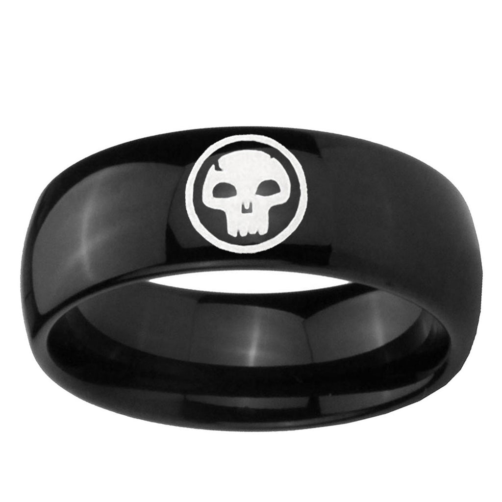 10mm Skull Dome Black Tungsten Ring