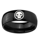 5, 8mm Skull Dome Black Tungsten Ring