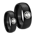 Skull Dome Black Tungsten Bridal Set Rings