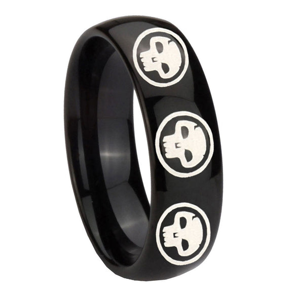10mm-Multiple-Skull-Dome-Black-Tungsten-Carbide-Engagement-Ring