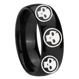 10mm Multiple Skull Dome Black Tungsten Carbide Engagement Ring