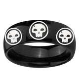 10mm Multiple Skull Dome Black Tungsten Ring