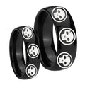 Multiple Skull Dome Black Tungsten Bridal Set Ring
