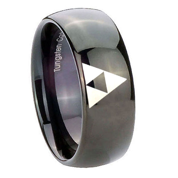 8mm-Zelda-Triforce-Dome-Black-Tungsten-Carbide-Men's-Engagement-Band
