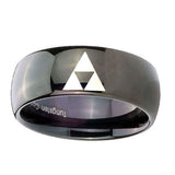 10mm-Zelda-Triforce-Dome-Black-Tungsten-Carbide-Men's-Engagement-Band