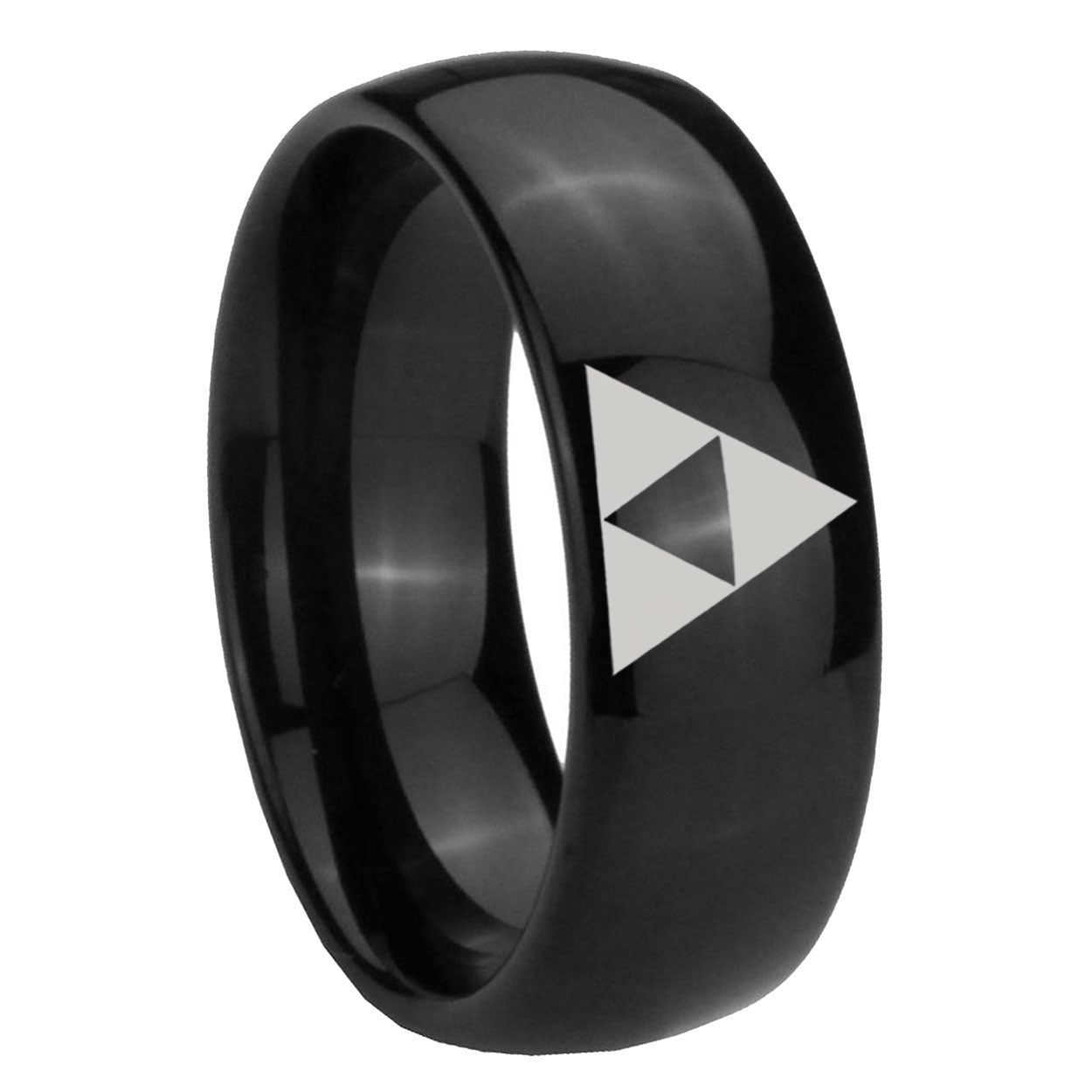 10mm Zelda Triforce Dome Black Tungsten Carbide Men's Engagement Band