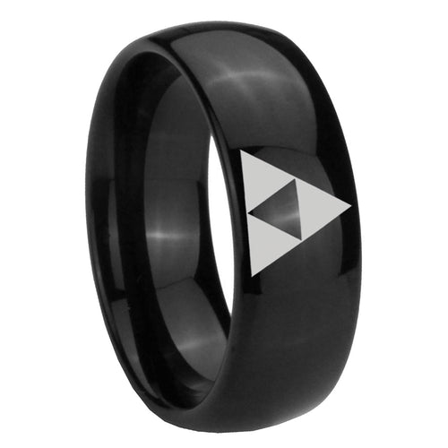 10mm Zelda Triforce Dome Black Tungsten Carbide Men's Engagement Band
