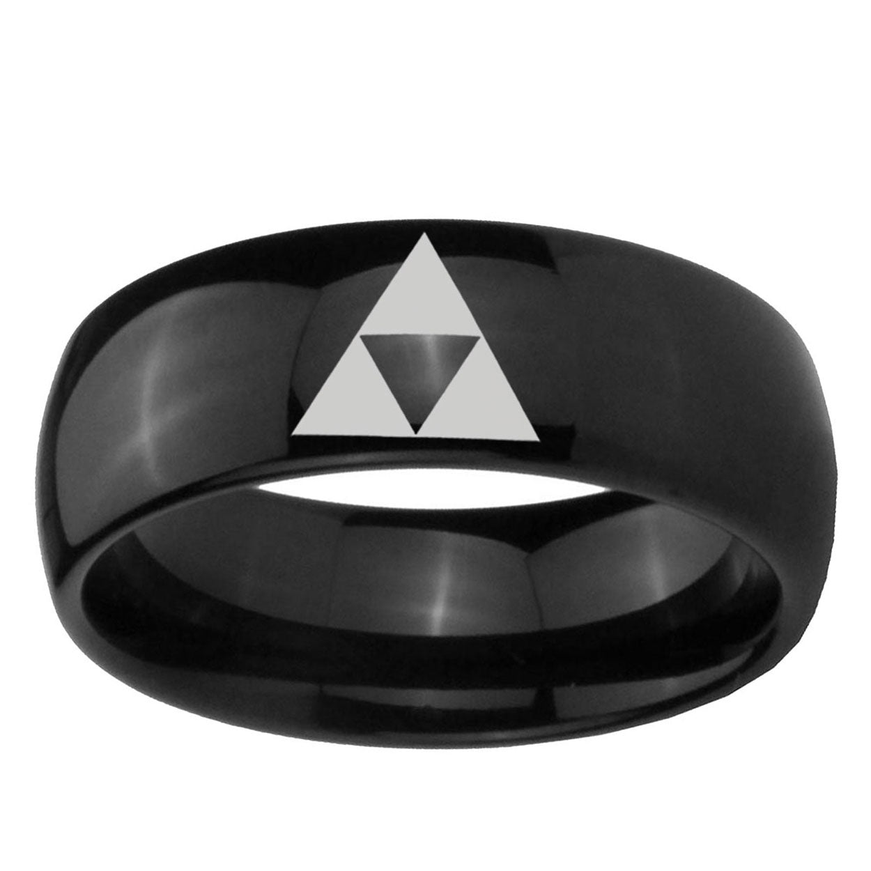 10mm Zelda Triforce Dome Black Tungsten Ring