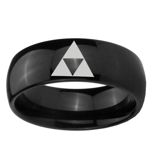 10mm Zelda Triforce Dome Black Tungsten Ring