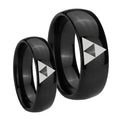 Zelda Triforce Dome Black Tungsten Wedding Band Set