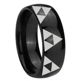 8mm Multiple Zelda Triforce Dome Black Tungsten Carbide Wedding Engraving Ring