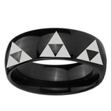 5, 8mm Multiple Zelda Triforce Dome BlackTungsten Ring