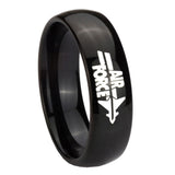 10mm-Classic-Dome-Air-Force-Shiny-Black-Tungsten-Carbide-Men's-Ring
