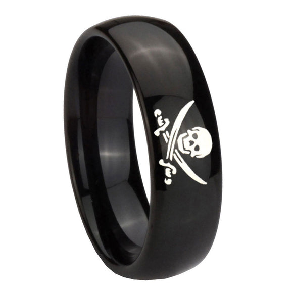 10mm-Skull-Pirate-Dome-Black-Tungsten-Carbide-Wedding-Engagement-Ring