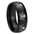 10mm Multiple Skull Pirate Dome Black Tungsten Carbide Promise Ring