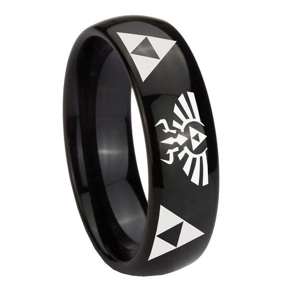 10mm-Legend-of-Zelda-Dome-Black-Tungsten-Carbide-Anniversary-Ring