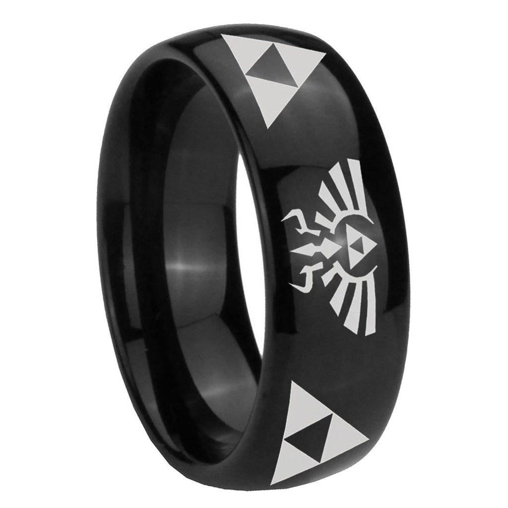 10mm Legend of Zelda Dome Black Tungsten Carbide Anniversary Ring