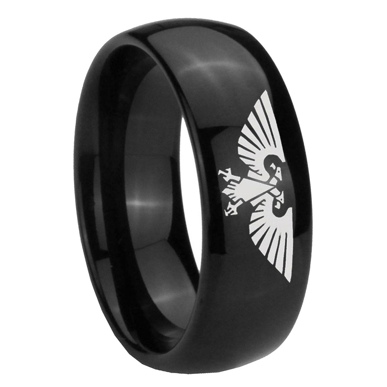 10mm Aquila Dome Black Tungsten Carbide Wedding Band Ring