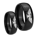 Aquila Dome Black Tungsten Bridal Set Rings
