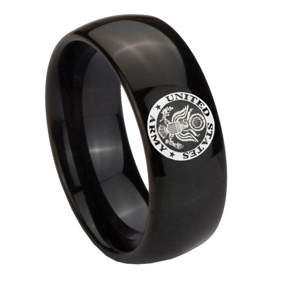 10mm-U.S.-Army-Dome-Black-Tungsten-Carbide-Mens-Anniversary-Ring