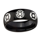 5, 8mm Blue Green Lantern Dome Polish Black Tungsten Mens Rings