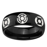 5, 8mm Blue Green Lantern Dome Polish Black Tungsten Mens Rings