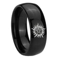8mm Supernatural Dome Polish Black Tungsten Mens Ring