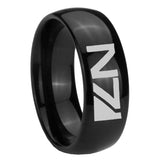 10mm N7 Design Dome Black Tungsten Carbide Mens Anniversary Ring