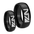 N7 Design Dome Black Tungsten His And Hers Ring