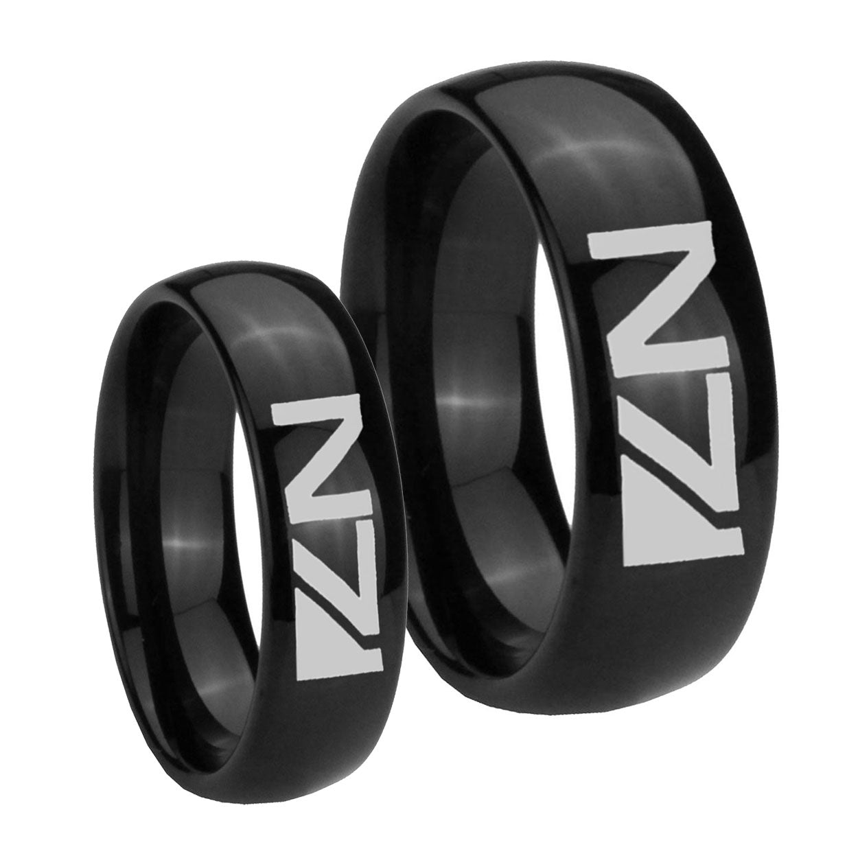N7 Design Dome Black Tungsten His And Hers Ring