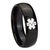 10mm-Medical-Alert-Dome-Black-Tungsten-Carbide-Mens-Anniversary-Ring