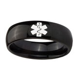 10mm-Medical-Alert-Dome-Black-Tungsten-Carbide-Mens-Anniversary-Ring