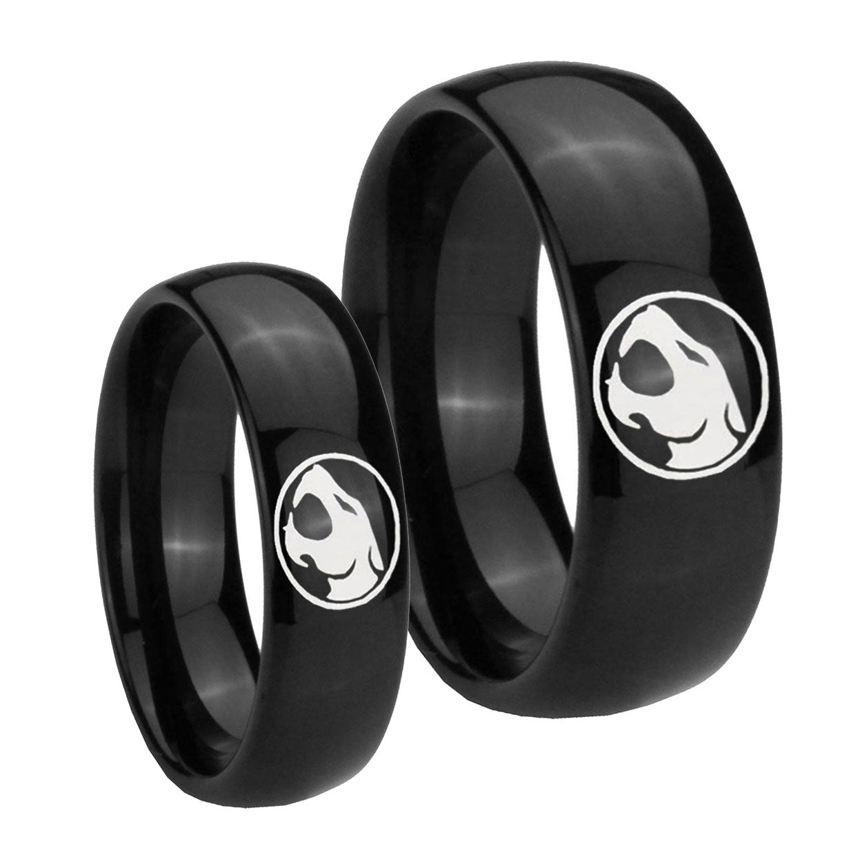 Thundercat Dome Black Tungsten Bridal Ring Sets