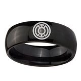 5, 8mm Blue Lantern Dome Polish Black Tungsten Mens Wedding Ring
