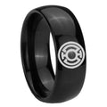 8mm Blue Lantern Dome Polish Black Tungsten Mens Ring