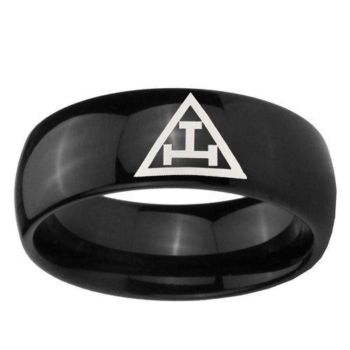 10mm Masonic Triple Dome Black Tungsten Ring