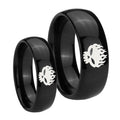 OffspRing Dome Black Tungsten His Hers Set Rings