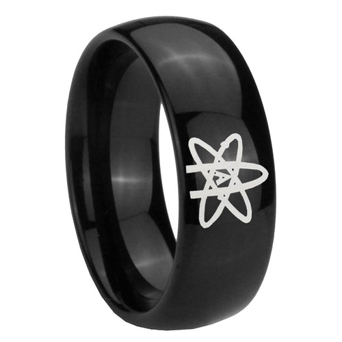 10mm American Atheist Dome Black Tungsten Carbide Men's Promise Rings